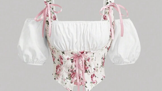 Floral Print Puff Sleeve Vintage Top